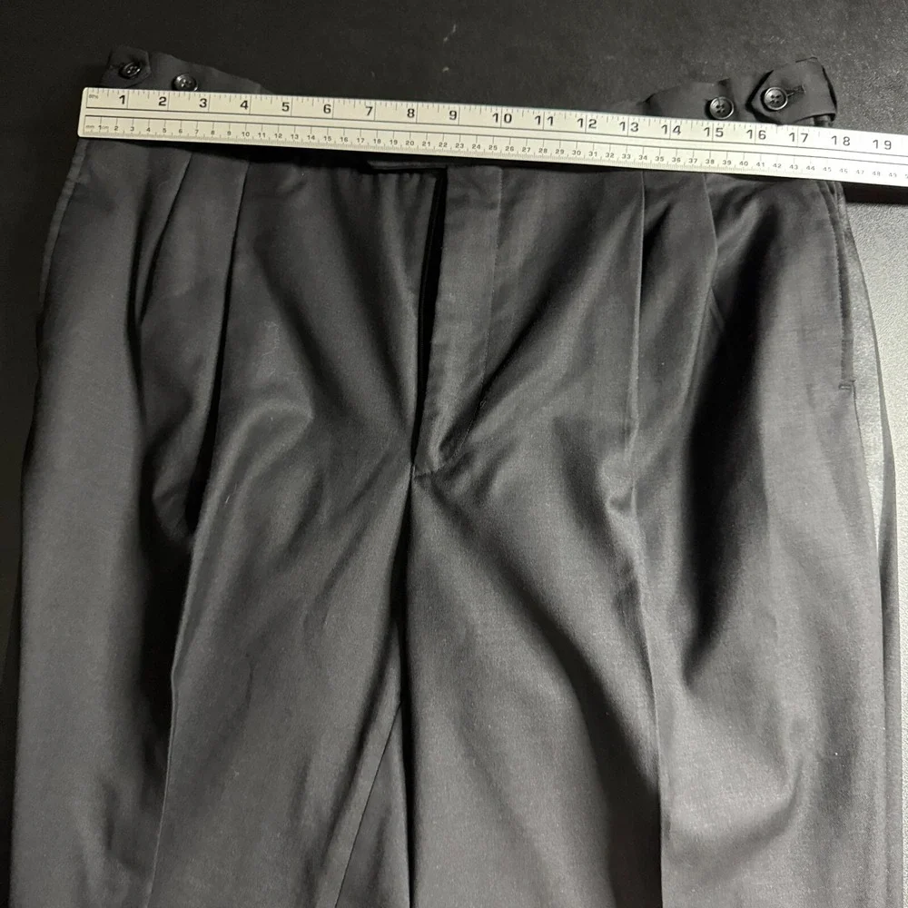 Oliver Wicks Italy Mens 52L Black Wool Two-Piece Suit 36W Pants Solid Super 110s